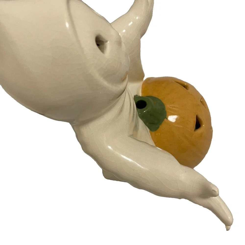 Vintage Ceramic Halloween Ghost & Jack-O'-Lantern‎ Wide Open Arms